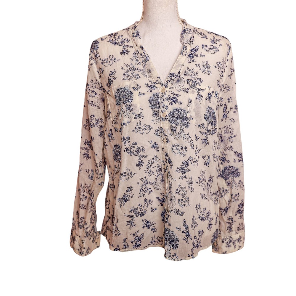 LC Lauren Conrad Size large Women’s Floral Long Sleeve Button-Up Shirt Top